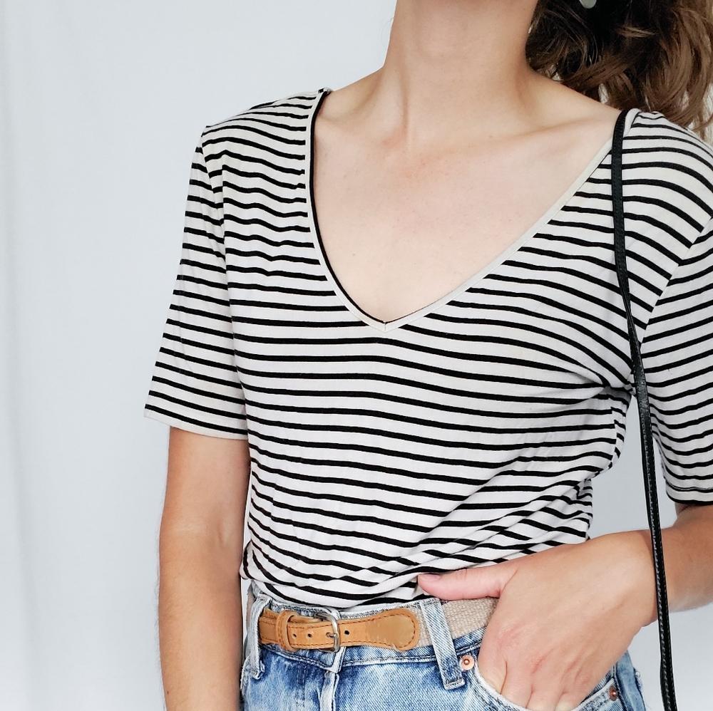 Stretchy Stripe V-Front and Back Shirt